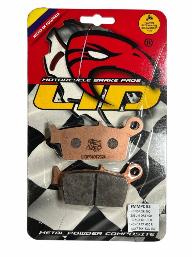 Pastillas de freno TRASERAS para moto LID RACING PREMIUM para HONDA XR 650 L