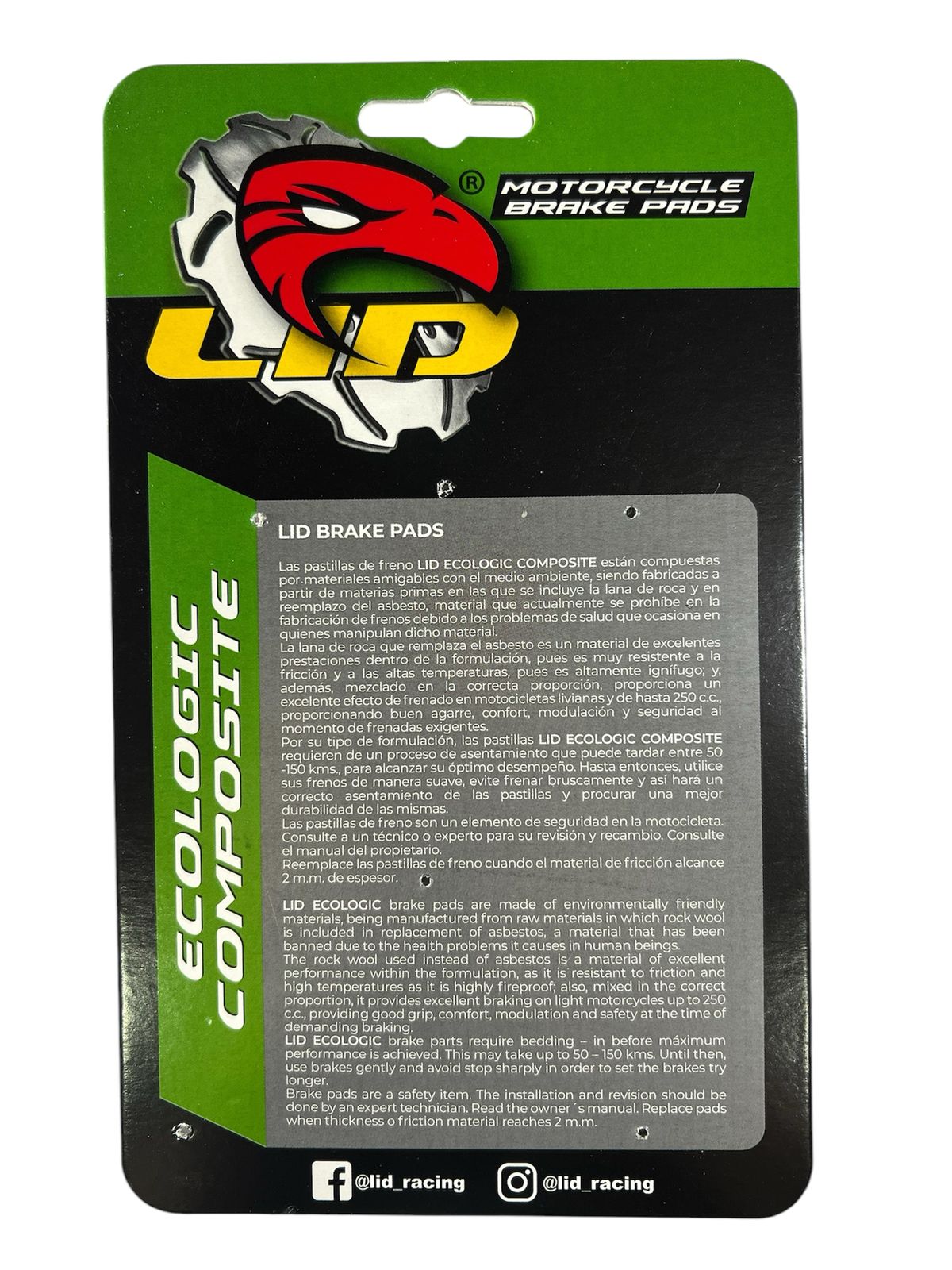 Pastillas de freno DELANTERAS para moto LID RACING ECO para HONDA CRF 25O - Image 2